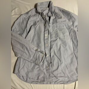 zara men’s blue and white striped button down